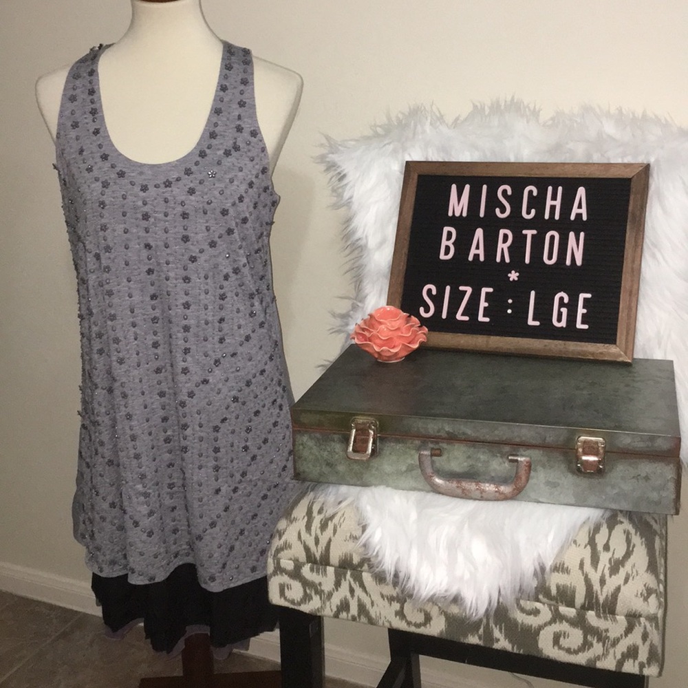 Gray Embellished Mini Dress - LGE